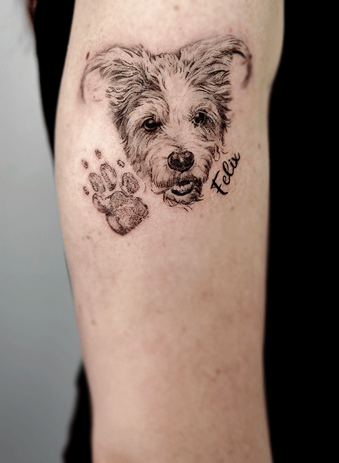 micro realism dog tattoo